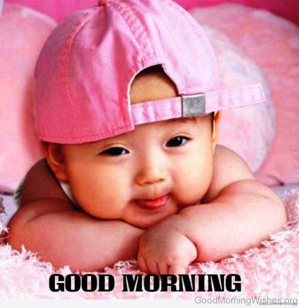 Baby With Pink Hat Good Morning