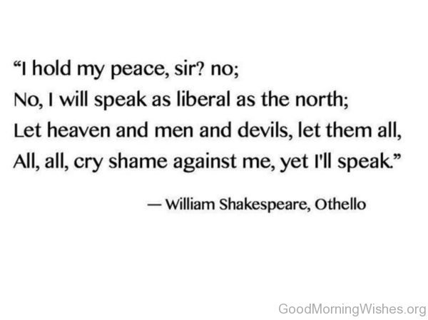 I Hold My Peace Sir No