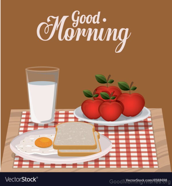 Good Morning With Toast And Egg Breakfast Design Image