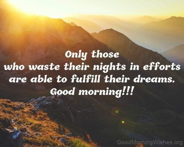 Only Those Who Waste Nights In Efforts Are Able To Full Fill Their Dreams Good Morning Status