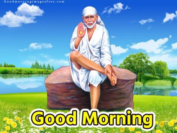 Austere Sai Baba Good Morning Wishes Images